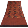 Sanskriti Vintage Sarees Dark Red Pure Georgette Printed Sari 5+yd Craft Sustainable Fabric