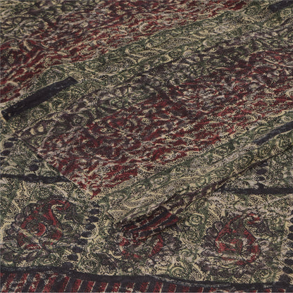 Sanskriti Vintage Sarees Multi Pure Georgette Silk Print Sari 5+yd Craft Sustainable Fabric