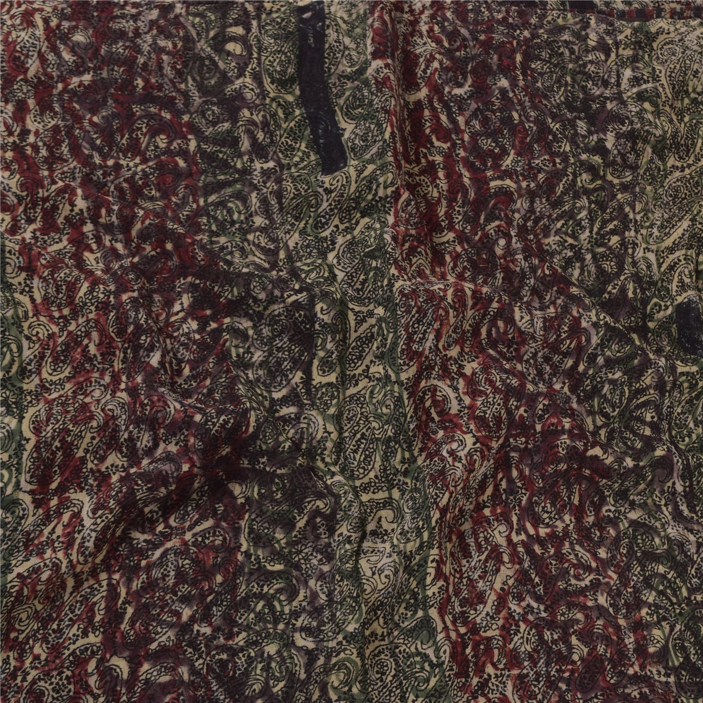 Sanskriti Vintage Sarees Multi Pure Georgette Silk Print Sari 5+yd Craft Sustainable Fabric