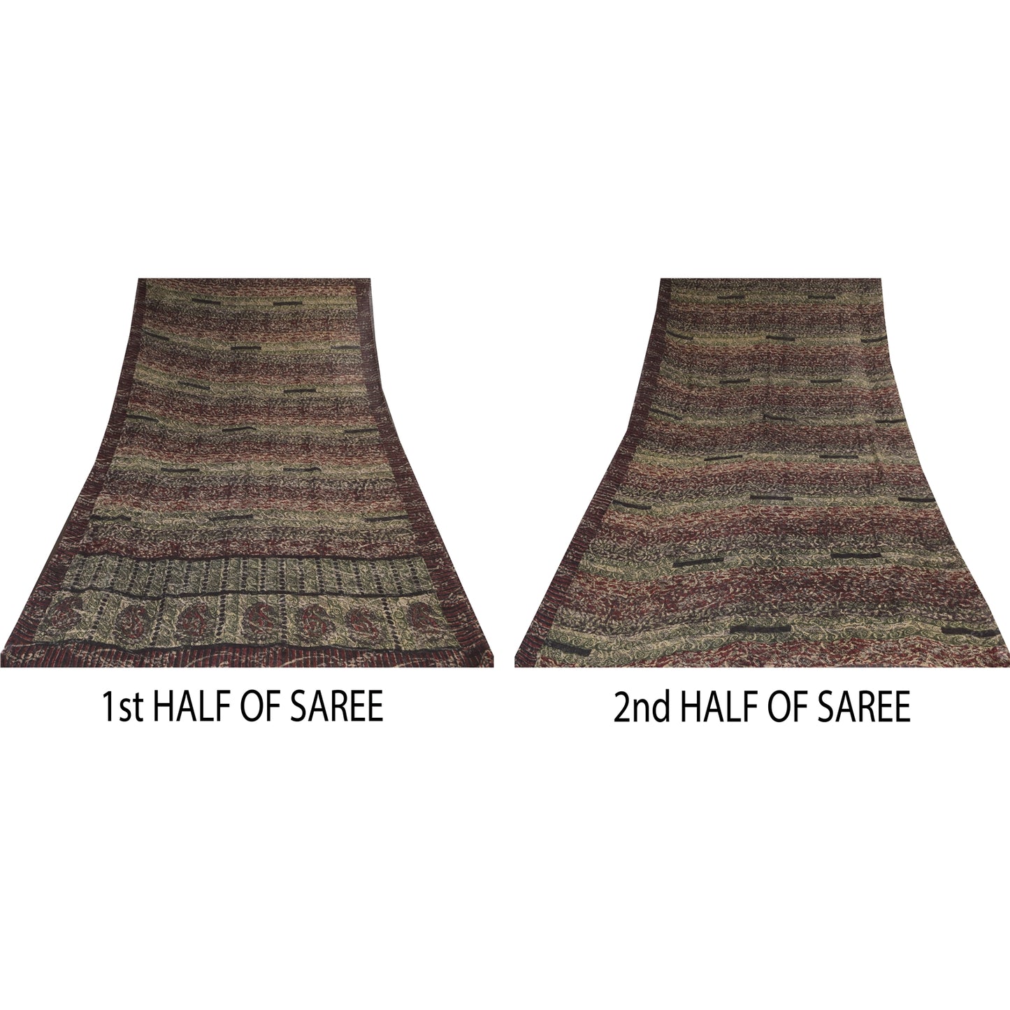 Sanskriti Vintage Sarees Multi Pure Georgette Silk Print Sari 5+yd Craft Sustainable Fabric