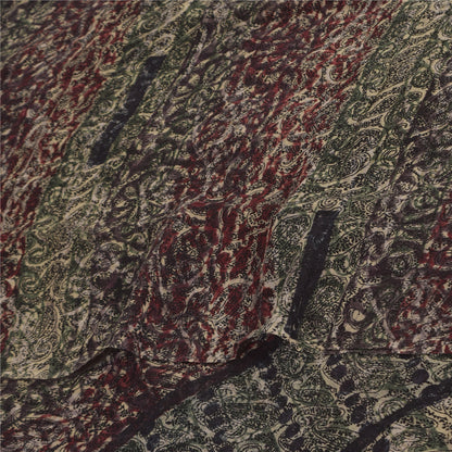 Sanskriti Vintage Sarees Multi Pure Georgette Silk Print Sari 5+yd Craft Sustainable Fabric