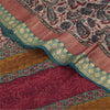 Sanskriti Vintage Sari 100% Pure Georgette Silk Saree Ivory Floral Print 5+Yd Craft Fabric Bohemian Fabric For Dressmaking,Craft Supplies