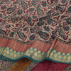 Sanskriti Vintage Sari 100% Pure Georgette Silk Saree Ivory Floral Print 5+Yd Craft Fabric Bohemian Fabric For Dressmaking,Craft Supplies