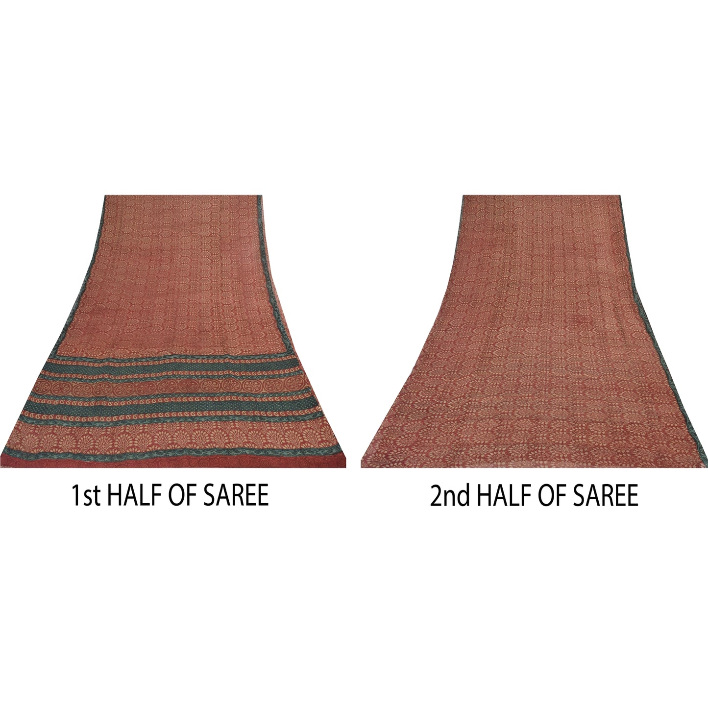 Sanskriti Vintage Sarees Red Pure Georgette Silk Printed Sari 6yd Craft Sustainable Fabric