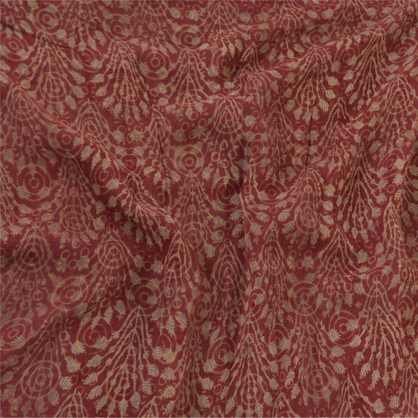Sanskriti Vintage Sarees Red Pure Georgette Silk Printed Sari 6yd Craft Sustainable Fabric