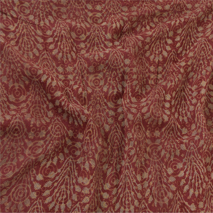 Sanskriti Vintage Sarees Red Pure Georgette Silk Printed Sari 6yd Craft Sustainable Fabric