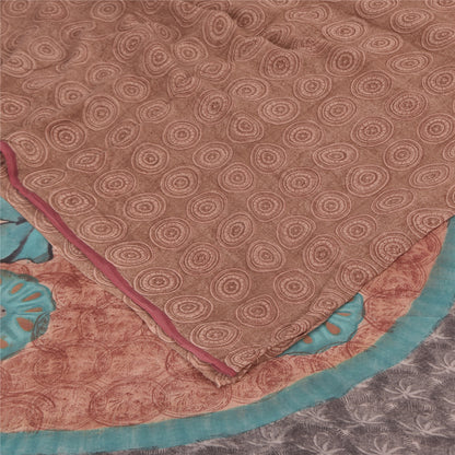 Sanskriti Vintage Sarees Dusty Pink Pure Georgette Print Sari 5+yd Craft Sustainable Fabric