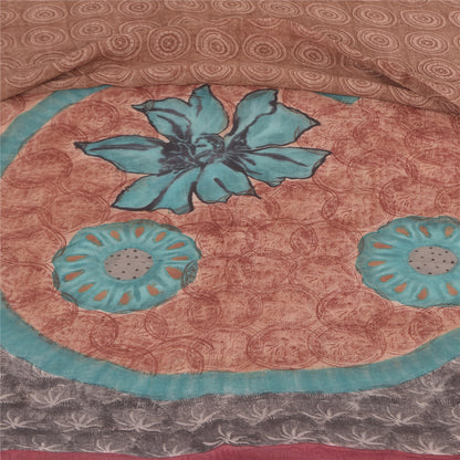 Sanskriti Vintage Sarees Dusty Pink Pure Georgette Print Sari 5+yd Craft Sustainable Fabric