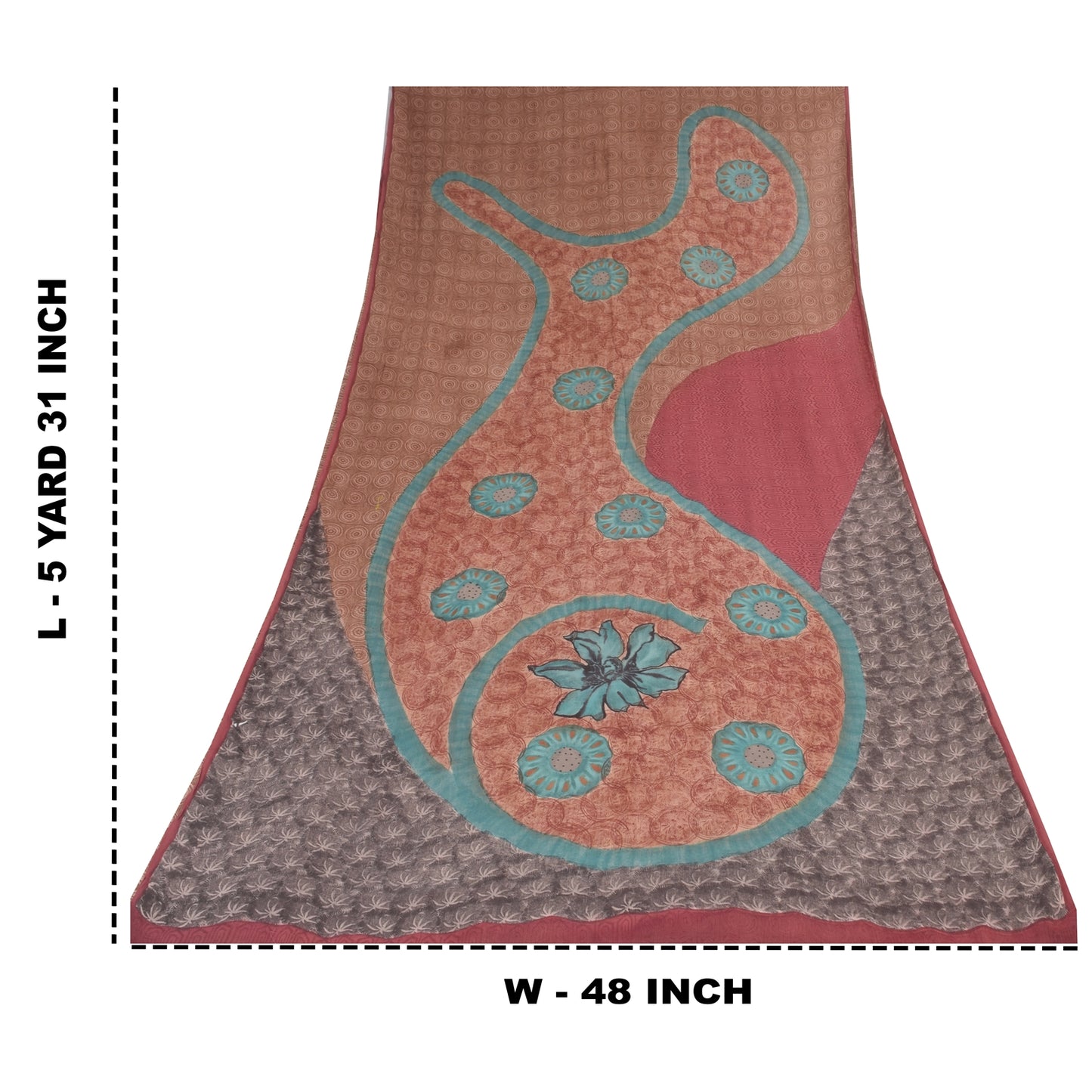 Sanskriti Vintage Sarees Dusty Pink Pure Georgette Print Sari 5+yd Craft Sustainable Fabric