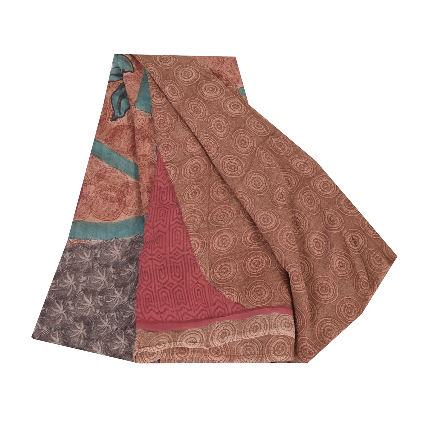 Sanskriti Vintage Sarees Dusty Pink Pure Georgette Print Sari 5+yd Craft Sustainable Fabric