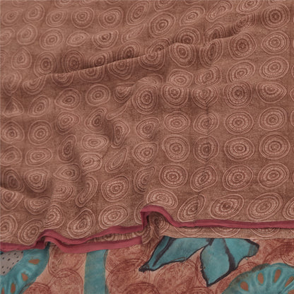 Sanskriti Vintage Sarees Dusty Pink Pure Georgette Print Sari 5+yd Craft Sustainable Fabric
