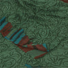 Sanskriti Vintage Sarees Green Pure Georgette Silk Print Sari 5+yd Craft Sustainable Fabric