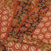 Sanskriti Vintage Sarees Dark Peach Pure Georgette Silk Print Sari Craft Sustainable Fabric