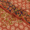 Sanskriti Vintage Sarees Dark Peach Pure Georgette Silk Print Sari Craft Sustainable Fabric