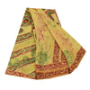 Sanskriti Vintage Sarees Yellow 100% Pure Georgette Print Sari 5+yd Craft Sustainable Fabric