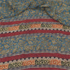 Sanskriti Vintage Sarees Blue Pure Georgette Silk Printed Sari 5+yd Craft Sustainable Fabric
