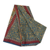 Sanskriti Vintage Sarees Blue Pure Georgette Silk Printed Sari 5+yd Craft Sustainable Fabric