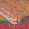 Sanskriti Vintage Sarees Orange/Red Pure Georgette Silk Printed Sari 5+yd Sustainable Fabric