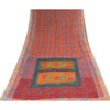 Sanskriti Vintage Sarees Orange/Red Pure Georgette Silk Printed Sari 5+yd Sustainable Fabric