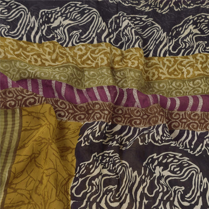 Sanskriti Vintage Sarees 100% Pure Georgette Silk Printed Sari 5+yd Craft Sustainable Fabric