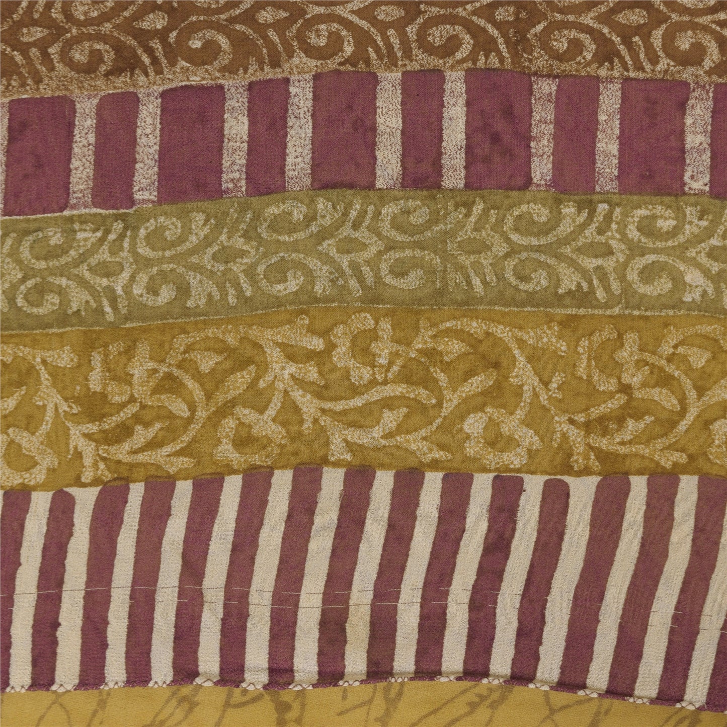 Sanskriti Vintage Sarees 100% Pure Georgette Silk Printed Sari 5+yd Craft Sustainable Fabric