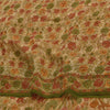 Sanskriti Vintage Sarees Cream 100% Pure Georgette Print Sari 5+yd Craft Sustainable Fabric