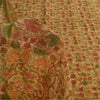 Sanskriti Vintage Sarees Cream 100% Pure Georgette Print Sari 5+yd Craft Sustainable Fabric