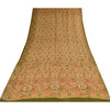 Sanskriti Vintage Sarees Cream 100% Pure Georgette Print Sari 5+yd Craft Sustainable Fabric