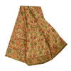 Sanskriti Vintage Sarees Cream 100% Pure Georgette Print Sari 5+yd Craft Sustainable Fabric