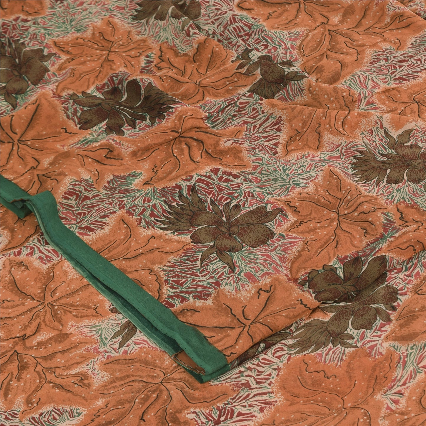 Sanskriti Vintage Sarees 100% Pure Georgette Silk Printed Sari 5+yd Craft Sustainable Fabric