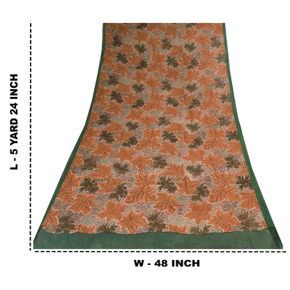 Sanskriti Vintage Sarees 100% Pure Georgette Silk Printed Sari 5+yd Craft Sustainable Fabric