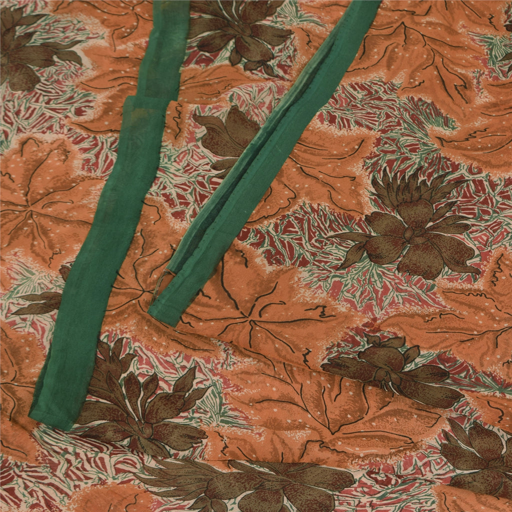 Sanskriti Vintage Sarees 100% Pure Georgette Silk Printed Sari 5+yd Craft Sustainable Fabric
