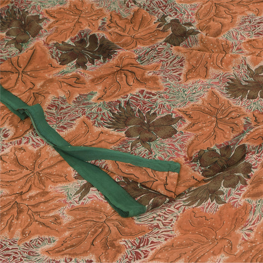 Sanskriti Vintage Sarees 100% Pure Georgette Silk Printed Sari 5+yd Craft Sustainable Fabric