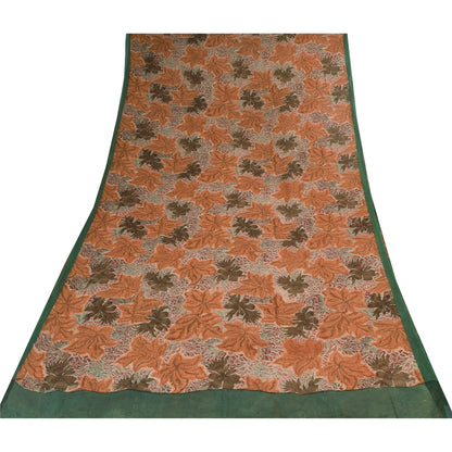 Sanskriti Vintage Sarees 100% Pure Georgette Silk Printed Sari 5+yd Craft Sustainable Fabric