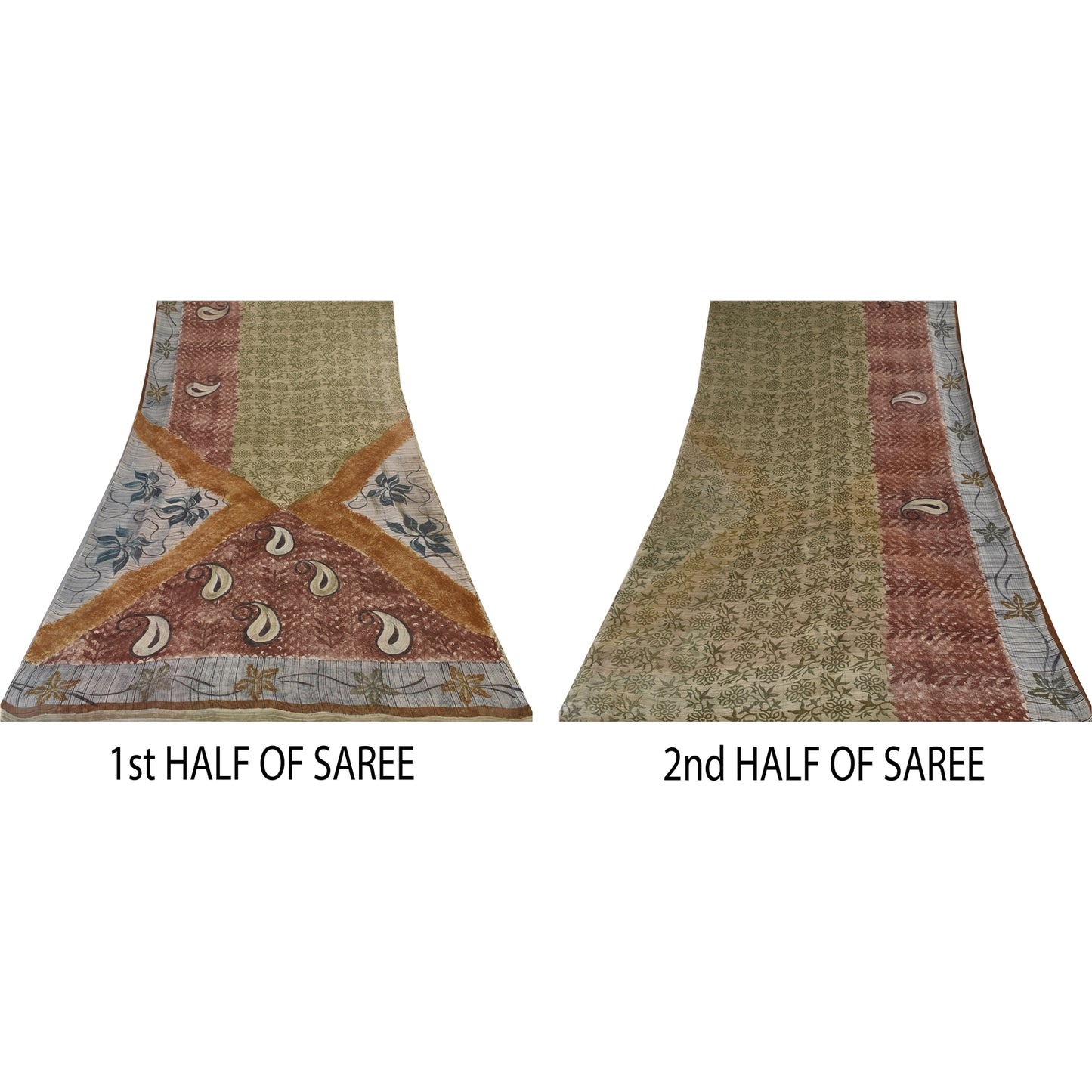 Sanskriti Vintage Sarees 100% Pure Georgette Silk Printed Sari 5+yd Craft Sustainable Fabric