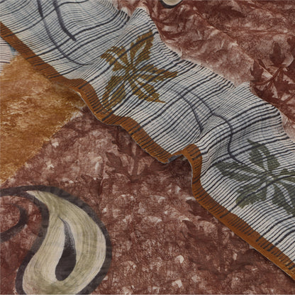 Sanskriti Vintage Sarees 100% Pure Georgette Silk Printed Sari 5+yd Craft Sustainable Fabric