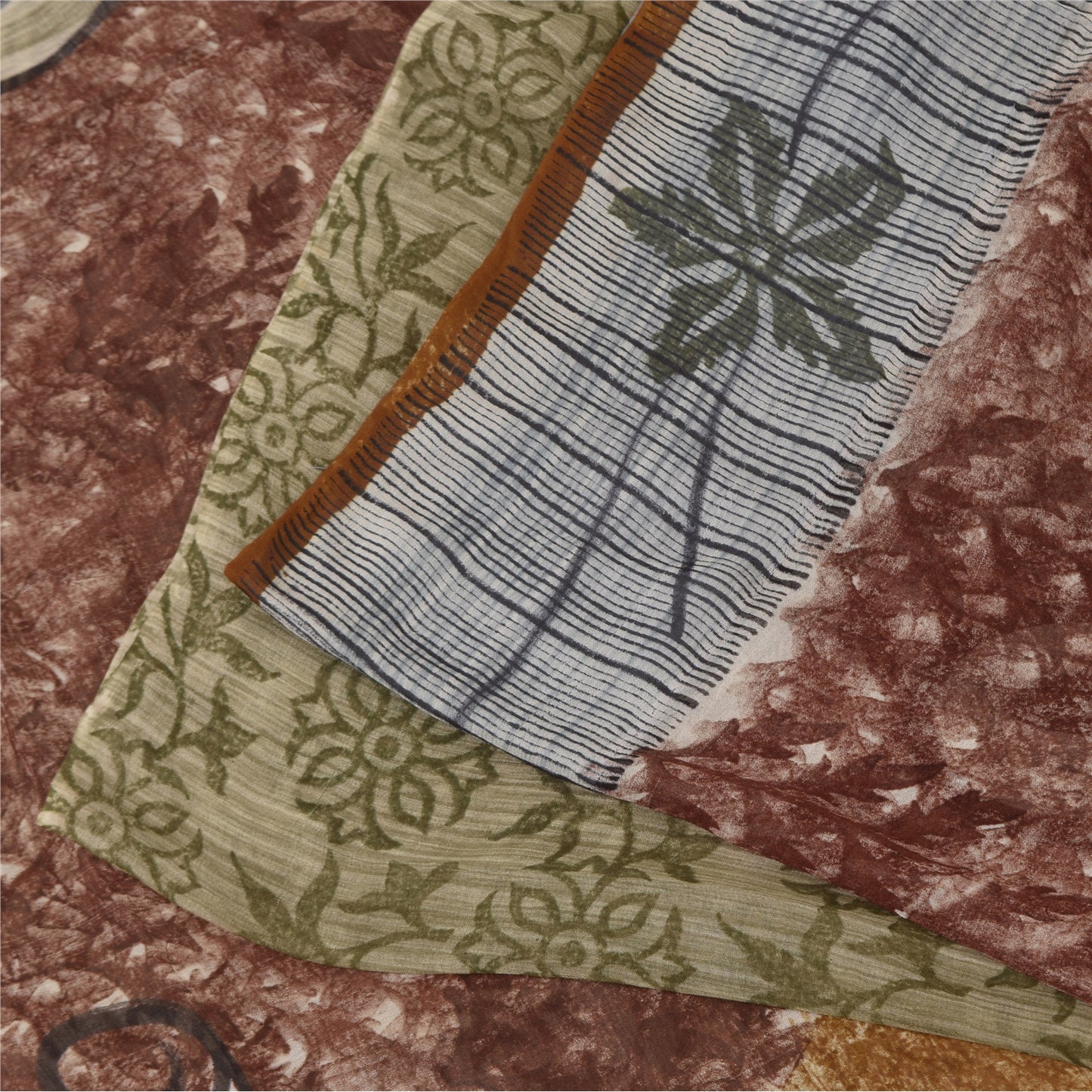 Sanskriti Vintage Sarees 100% Pure Georgette Silk Printed Sari 5+yd Craft Sustainable Fabric