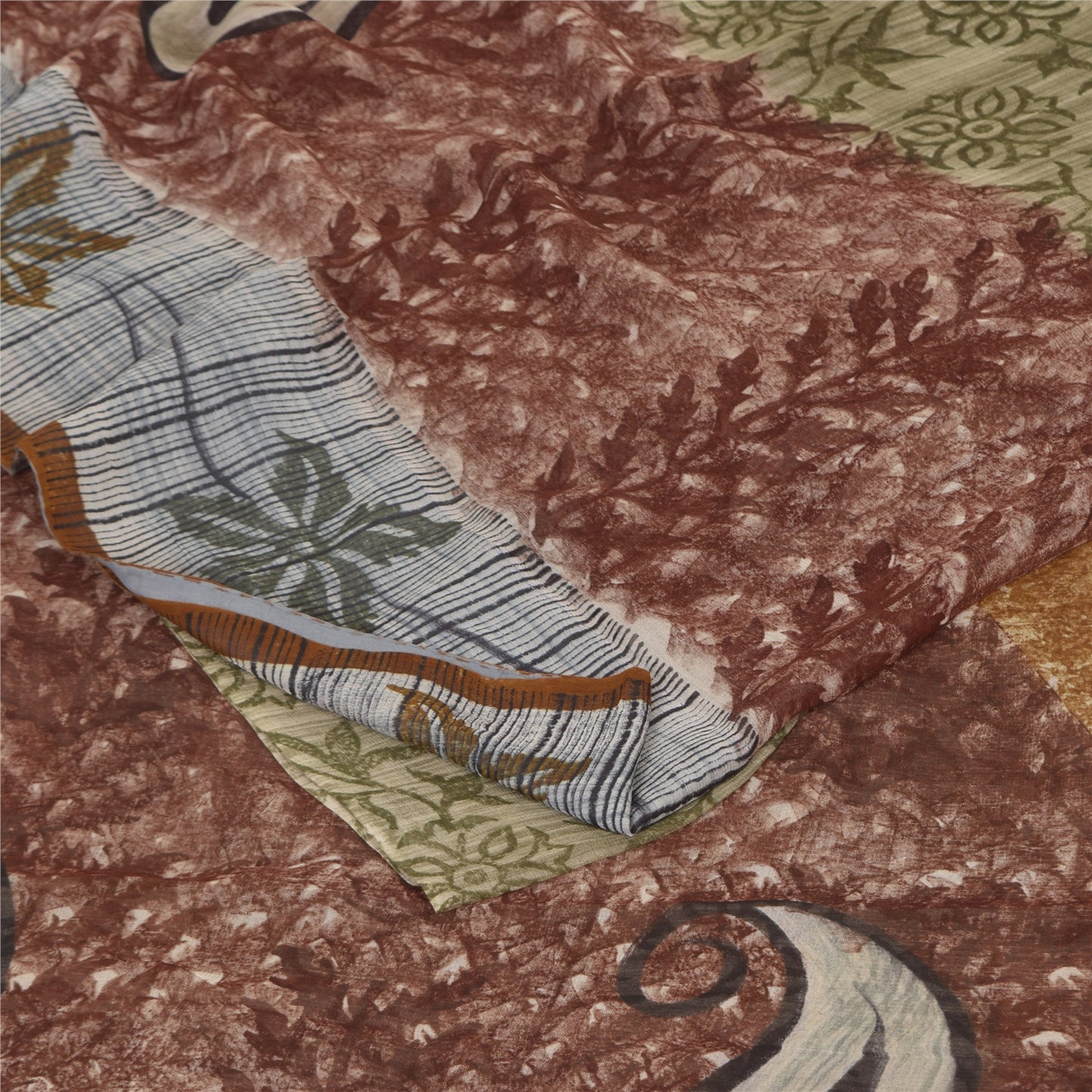 Sanskriti Vintage Sarees 100% Pure Georgette Silk Printed Sari 5+yd Craft Sustainable Fabric