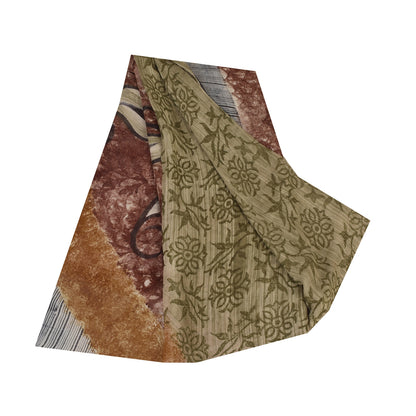 Sanskriti Vintage Sarees 100% Pure Georgette Silk Printed Sari 5+yd Craft Sustainable Fabric