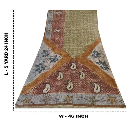 Sanskriti Vintage Sarees 100% Pure Georgette Silk Printed Sari 5+yd Craft Sustainable Fabric