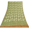 Sanskriti Vintage Sarees Green Pure Georgette Silk Print Sari 5+yd Craft Sustainable Fabric