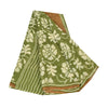 Sanskriti Vintage Sarees Green Pure Georgette Silk Print Sari 5+yd Craft Sustainable Fabric