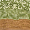 Sanskriti Vintage Sarees Green Pure Georgette Silk Print Sari 5+yd Craft Sustainable Fabric