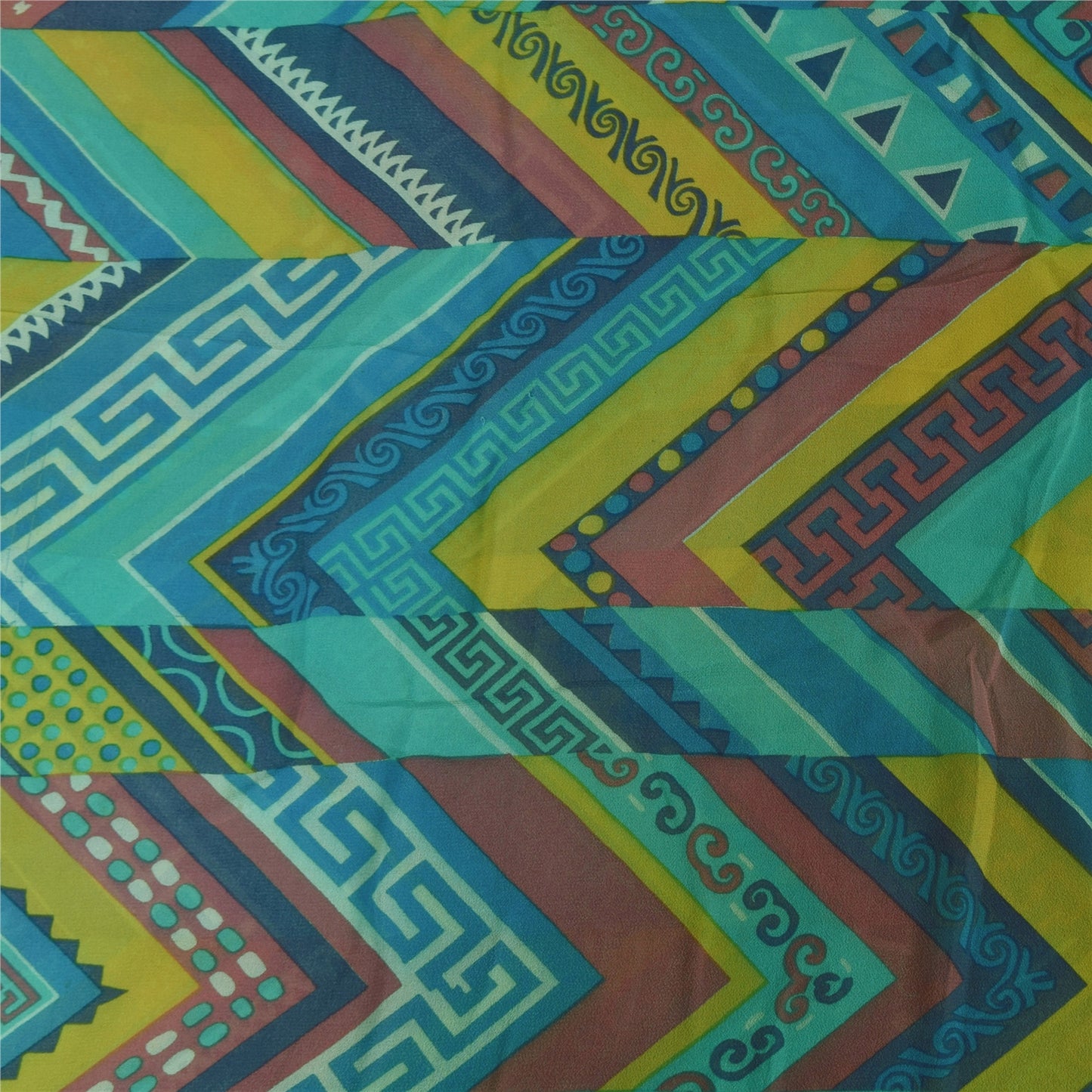 Sanskriti Vintage Sarees Blue Pure Georgette Silk Printed Sari 5+yd Craft Sustainable Fabric