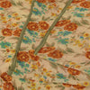 Sanskriti Vintage Sarees Cream Pure Georgette Silk Print Sari 5+yd Craft Sustainable Fabric