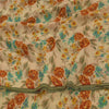 Sanskriti Vintage Sarees Cream Pure Georgette Silk Print Sari 5+yd Craft Sustainable Fabric