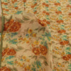 Sanskriti Vintage Sarees Cream Pure Georgette Silk Print Sari 5+yd Craft Sustainable Fabric