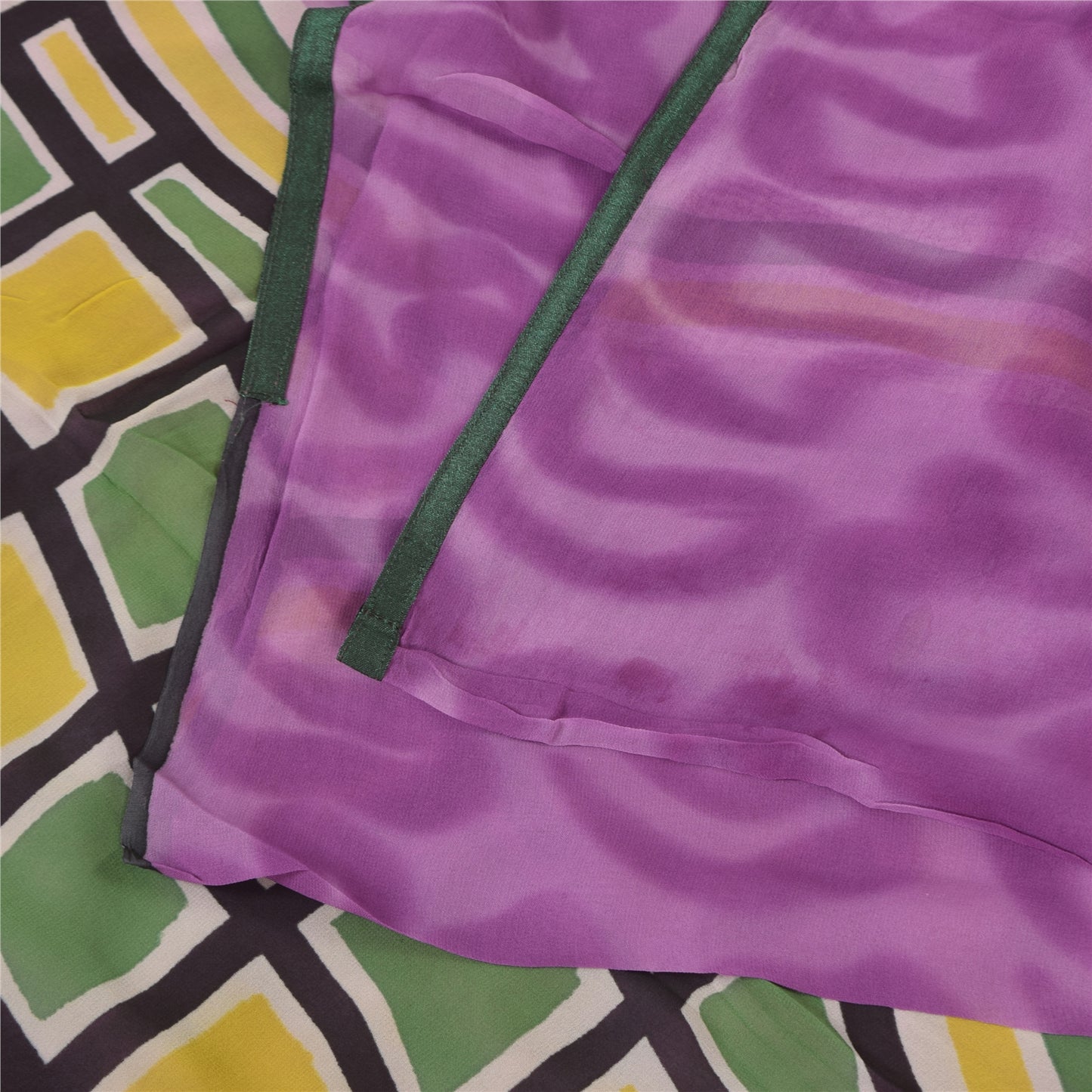 Sanskriti Vintage Sarees Multicolor Pure Georgette Print Sari 5+yd Craft Sustainable Fabric