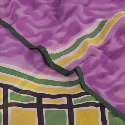 Sanskriti Vintage Sarees Multicolor Pure Georgette Print Sari 5+yd Craft Sustainable Fabric