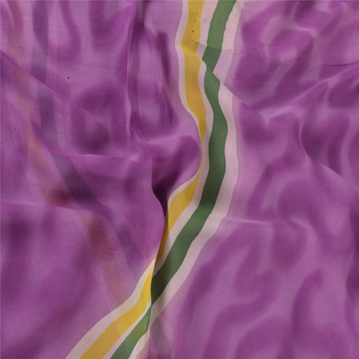 Sanskriti Vintage Sarees Multicolor Pure Georgette Print Sari 5+yd Craft Sustainable Fabric